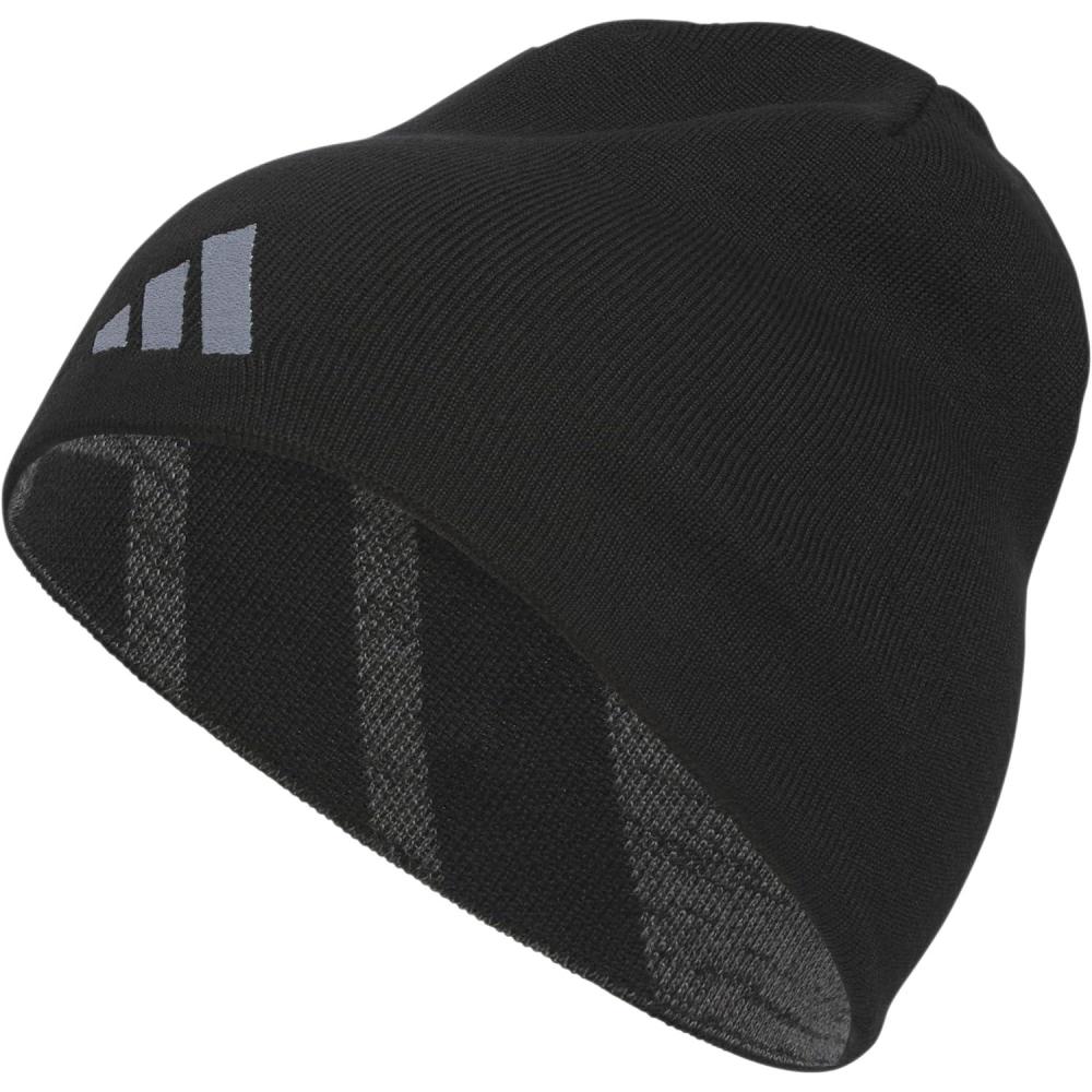 imageAdidas Mens Reversible Skully Beanie Standard Fit Winter Hat Skull CapBlackBlackgrey Six MarlGreySkully