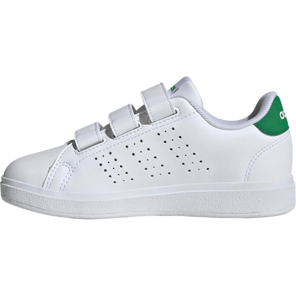 imageAdidas UnisexChild Advantage Base 20 Hook ampamp LoopWhiteWhiteGreen