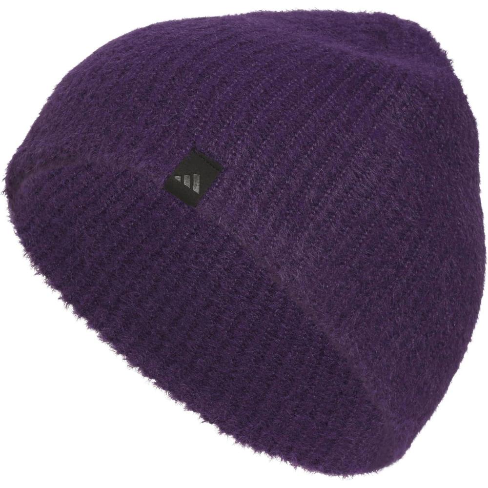 imageAdidas Womens Beanie Lifestyle Standard Fit Winter Knit HatAurora Plum PurpleBlack