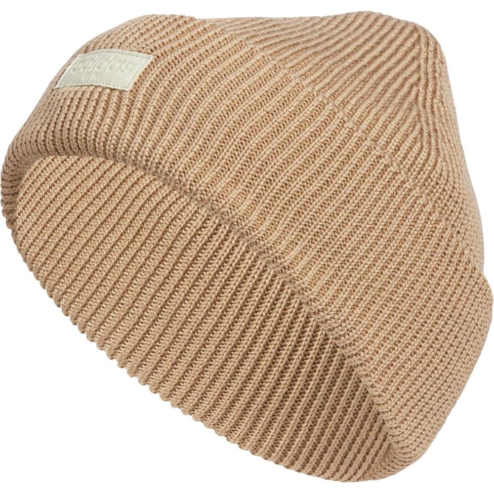 imageAdidas Womens Premium Cuffed Beanie Tall Fit Knit Winter HatWarm Sandstone BeigeCream White