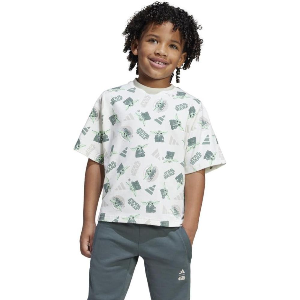 imageadidas Boys Star Wars Mandalorian TShirtOff WhiteMulticolor