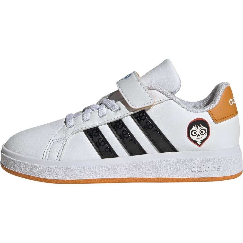 imageadidas Kids Disney Grand Court Elastic Lace ampamp Strap ShoesWhiteBlackOrangeCoco