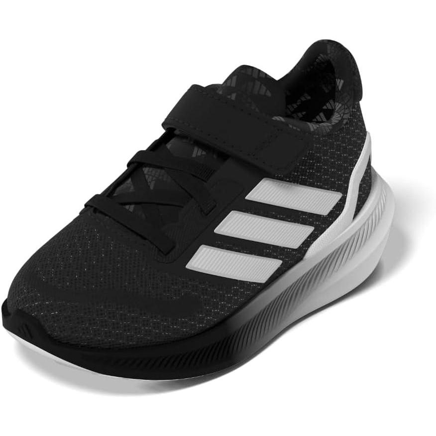 imageadidas Kids Run Falcon 5 Elastic Lace ampamp Strap ShoeBlackWhiteGrey