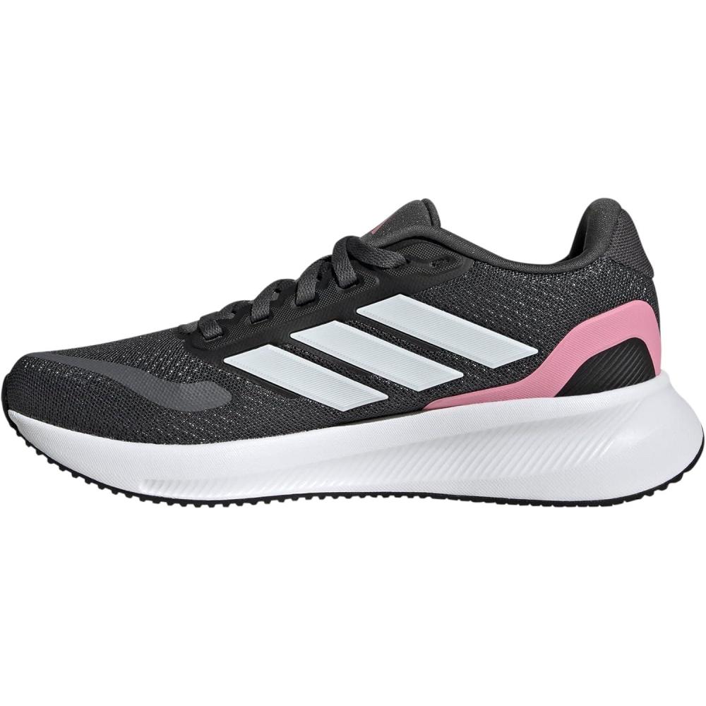 imageadidas Kids Run Falcon 5 Elastic Lace ampamp Strap ShoeGreyCrystal WhiteBliss Pink
