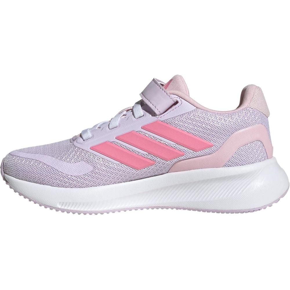 imageadidas Kids Run Falcon 5 Elastic Lace ampamp Strap ShoeIce LavenderWhiteClear Pink