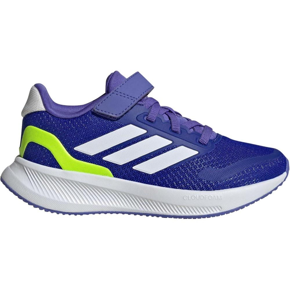 imageadidas Kids Run Falcon 5 Elastic Lace ampamp Strap ShoeLucid BlueWhiteCobalt Blue