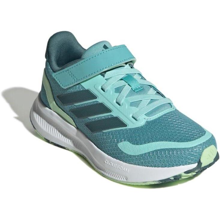 imageadidas Kids Run Falcon 5 Elastic Lace ampamp Strap ShoeMint TonPreloved TealSemi Green Spark
