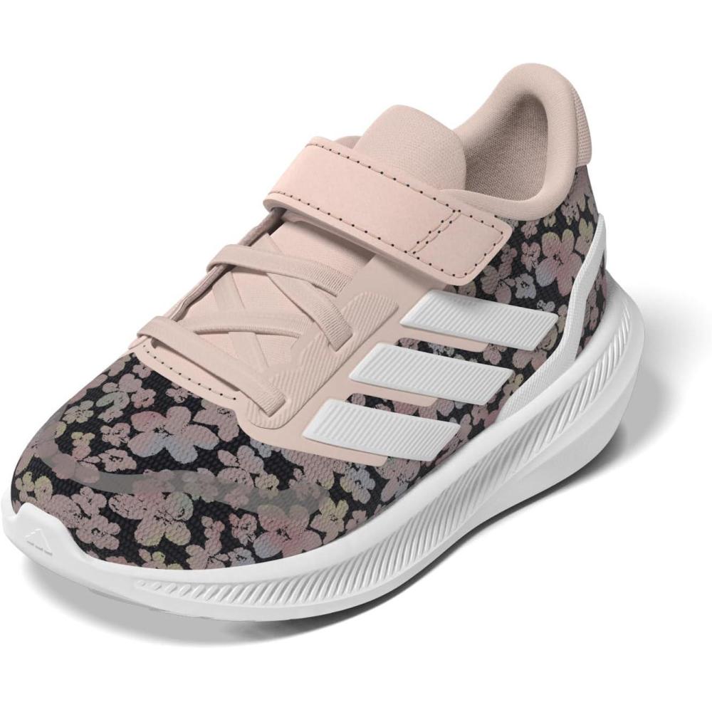 imageadidas Kids Run Falcon 5 Elastic Lace ampamp Strap ShoeSandy PinkWhiteBlack