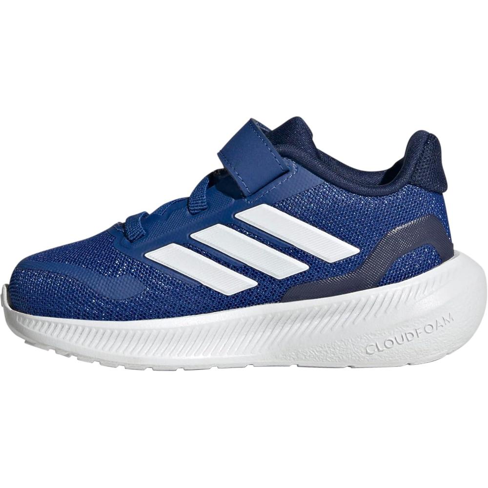 imageadidas Kids Run Falcon 5 Elastic Lace ampamp Strap ShoeTeam Royal BlueWhiteDark Blue