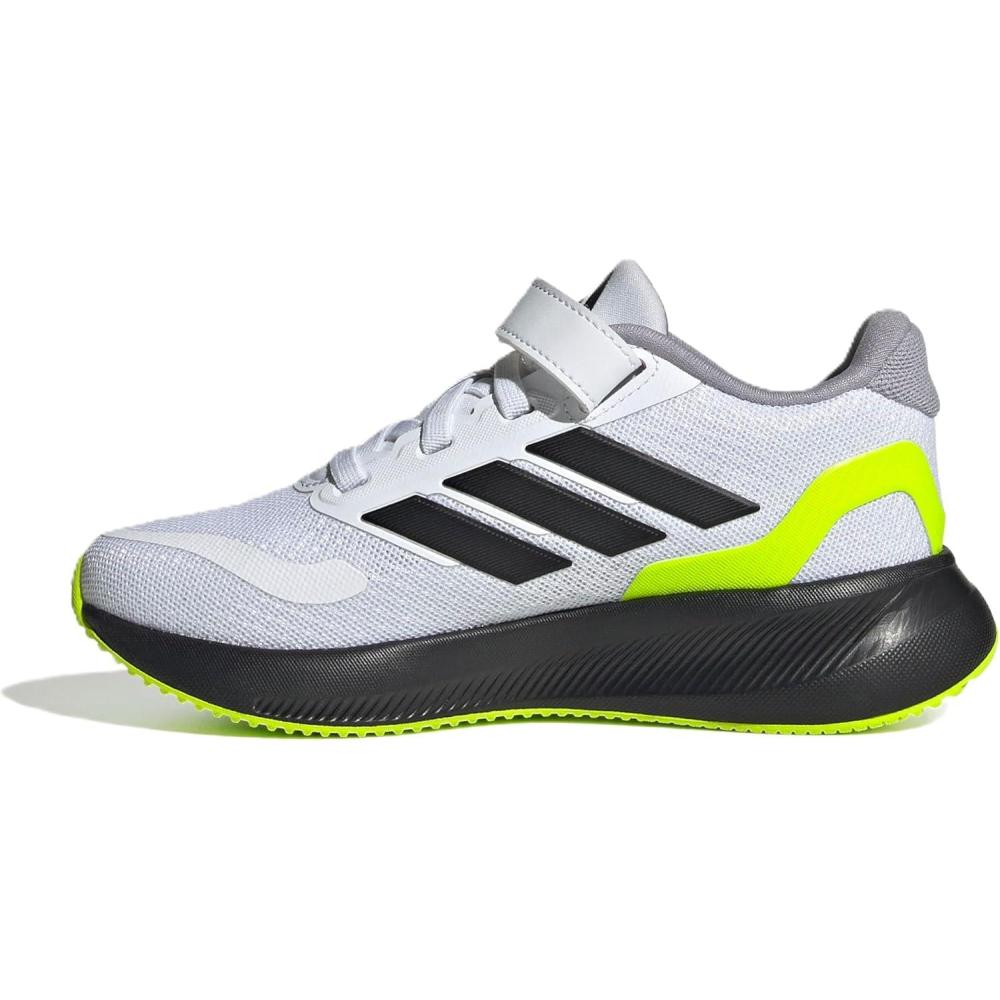 imageadidas Kids Run Falcon 5 Elastic Lace ampamp Strap ShoeWhiteBlackLucid Lemon