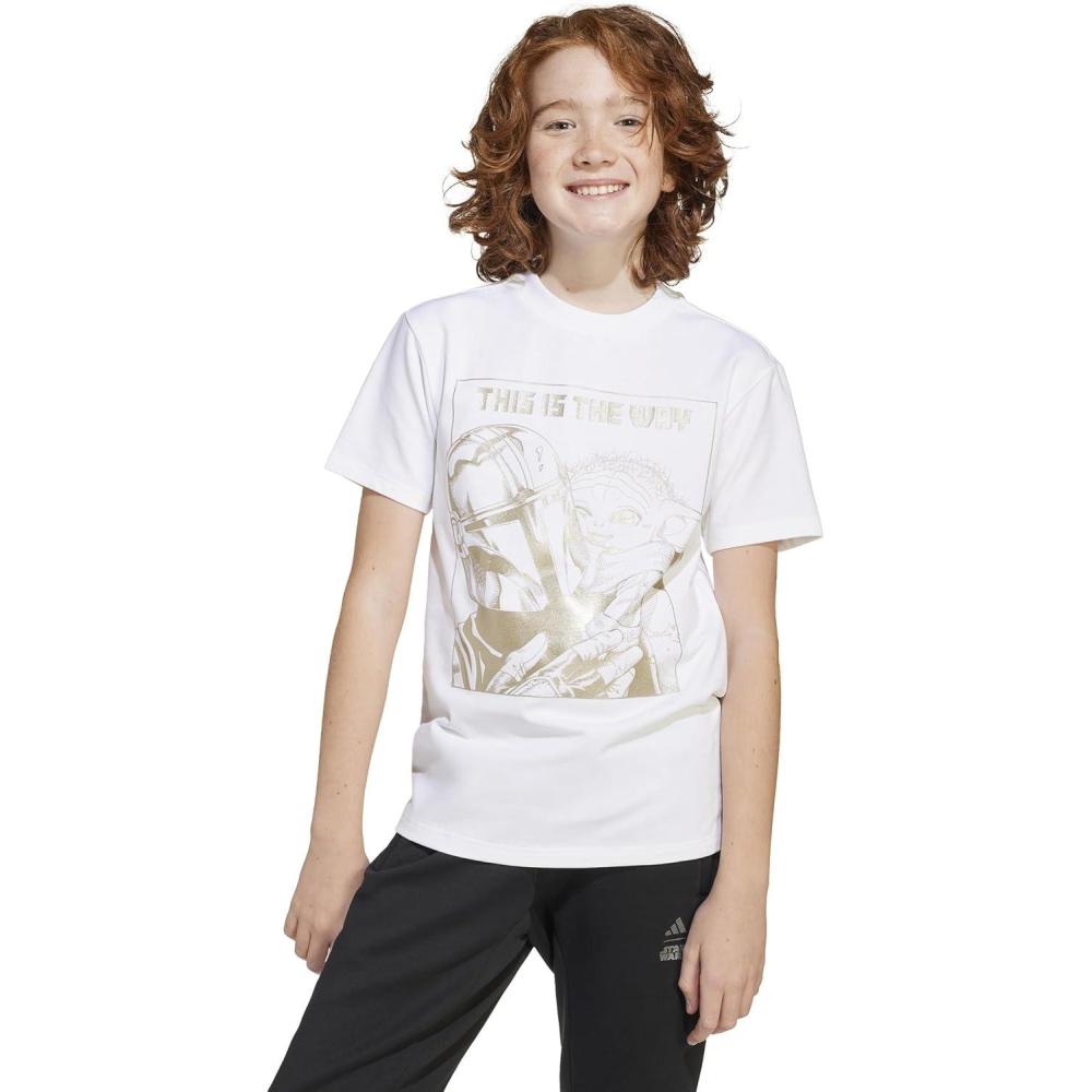 imageadidas Kids Star Wars Mandalorian Graphic TShirtWhiteCyber Metallic