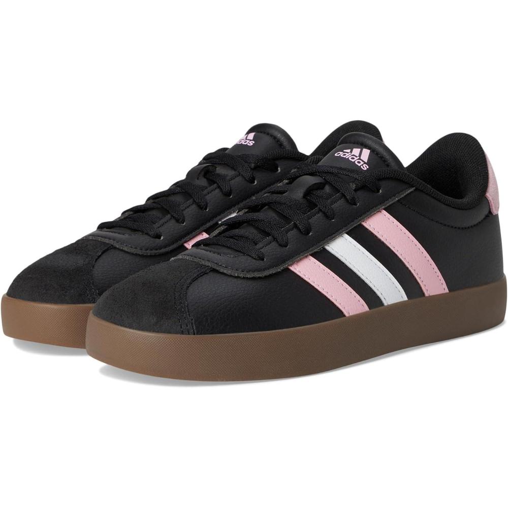 imageadidas Kids Vl Court 30 Skateboarding ShoesBlackTrue PinkWhite