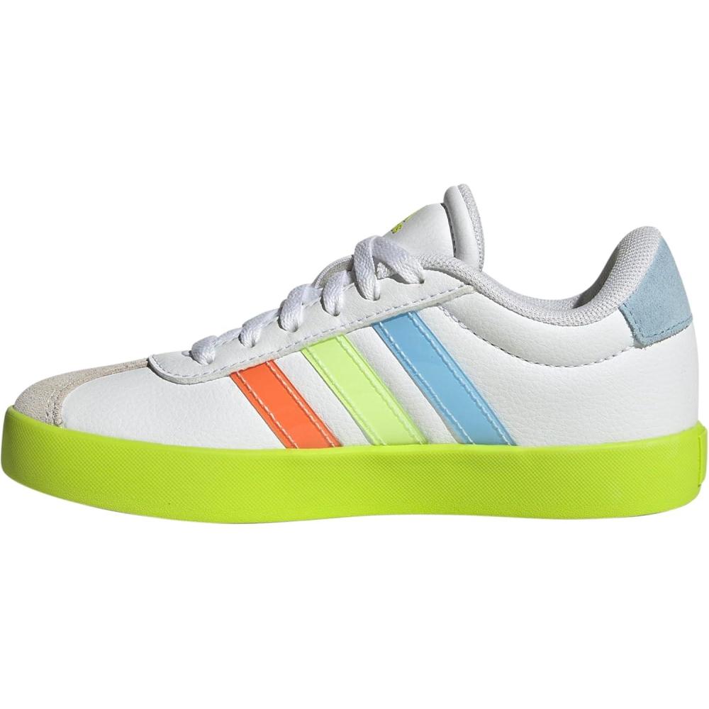 imageadidas Kids Vl Court 30 Skateboarding ShoesWhiteClear SkySolar Slime