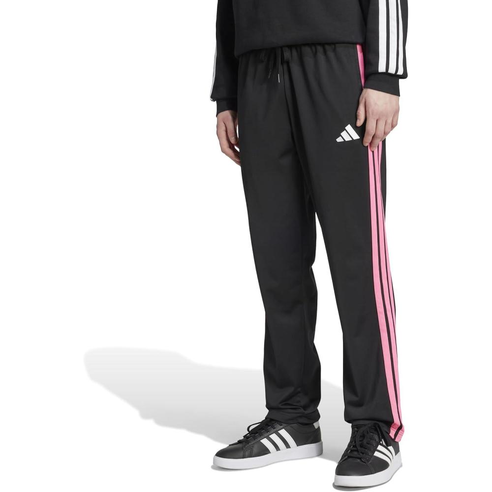 imageadidas Mens 3Stripes Tricot Open Hem Track PantsBlackPure Ruby