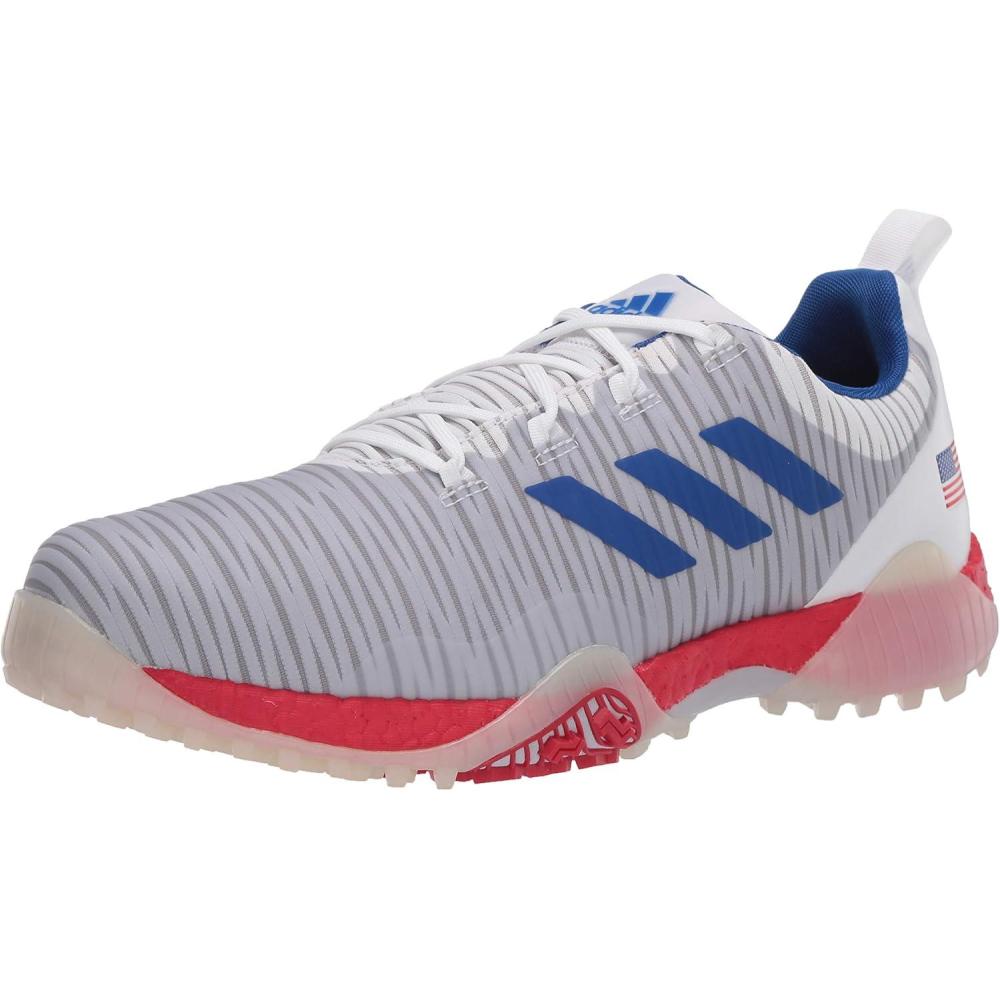 imageadidas Mens Codechaos Spikeless Golf Shoes ShoesFtwr WhiteTeam Royal BlueScarlet
