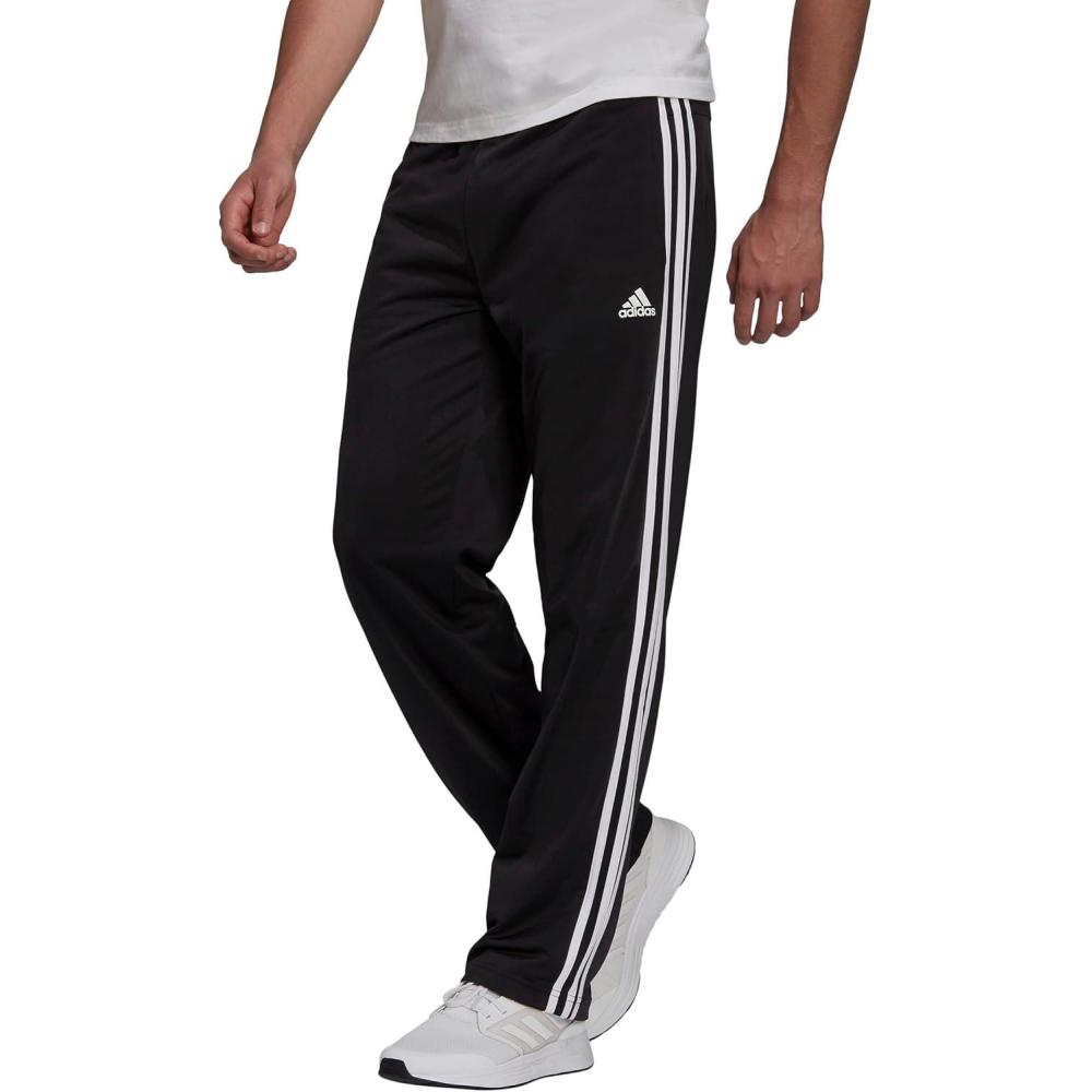 imageadidas Mens Essentials Warmup Open Hem 3stripes Tracksuit BottomsBlackWhite