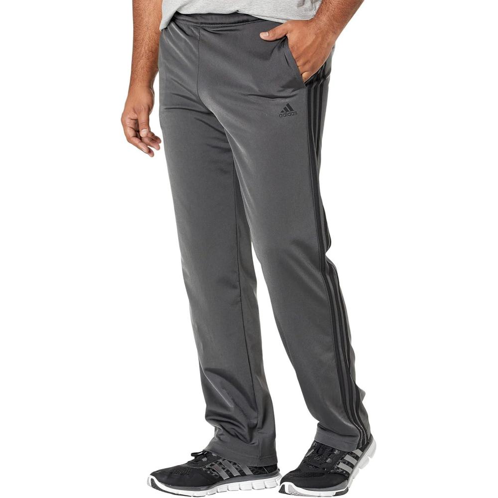 imageadidas Mens Essentials Warmup Open Hem 3stripes Tracksuit BottomsDark HeatherBlack