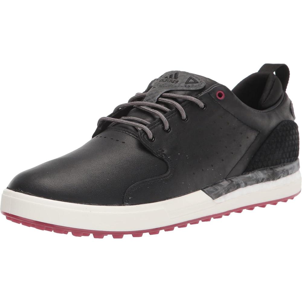 imageadidas Mens Flopshot Spikeless Golf ShoesCore BlackGrey SixLegacy Burgundy