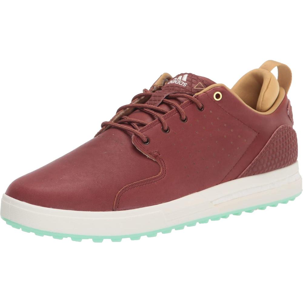 imageadidas Mens Flopshot Spikeless Golf ShoesTan BrownGolden BeigePulse Mint