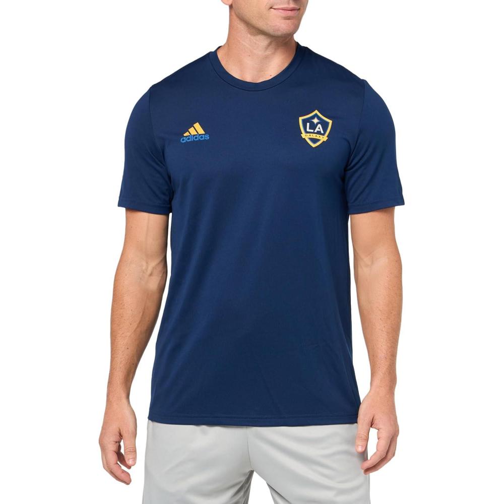 imageadidas Mens La Galaxy MLS Short Sleeve TShirtBlue Small Logo