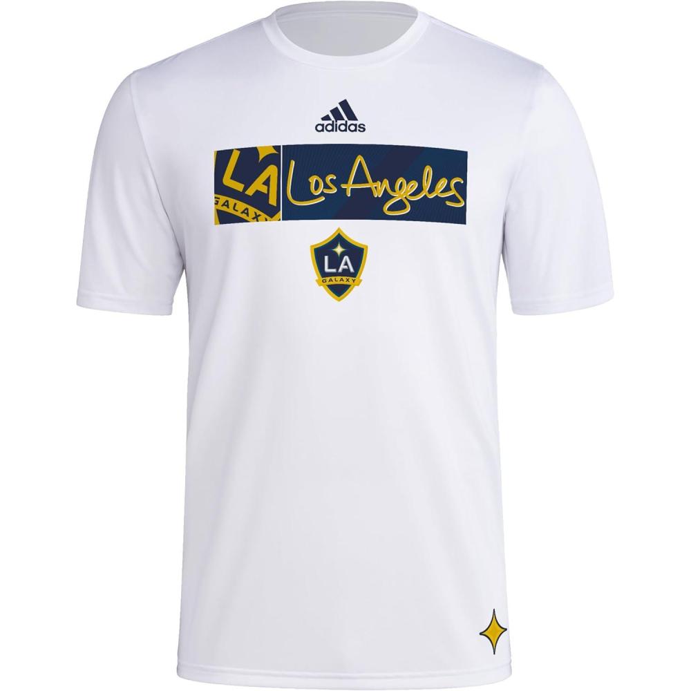 imageadidas Mens La Galaxy MLS Short Sleeve TShirtWhite Galaxy