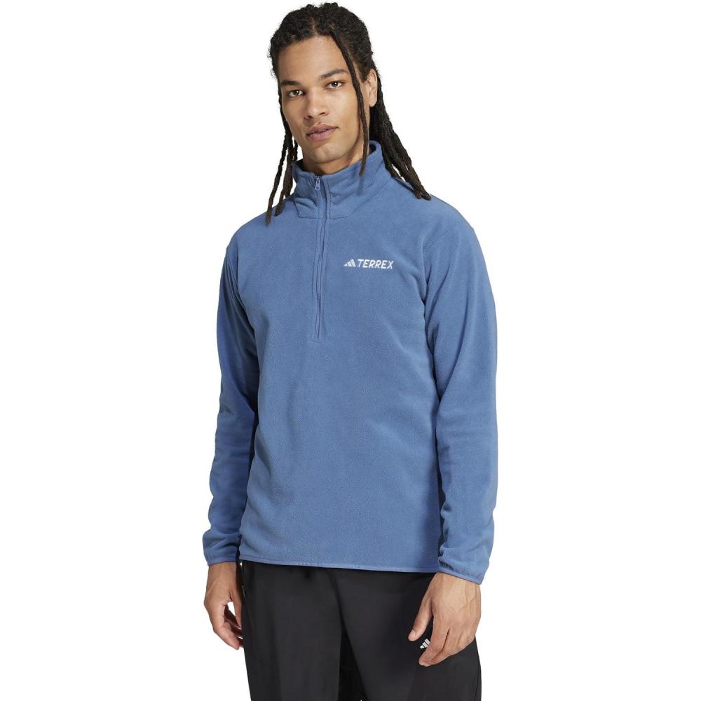 imageadidas Mens Terrex Multi Essentials HalfZip Fleece Hiking JacketWonder Steel