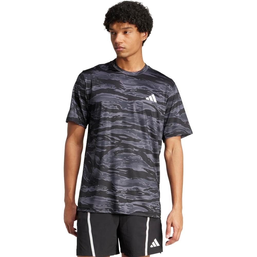 imageadidas Mens Train Essentials Camouflage All Over Printed TShirtBlackGrey