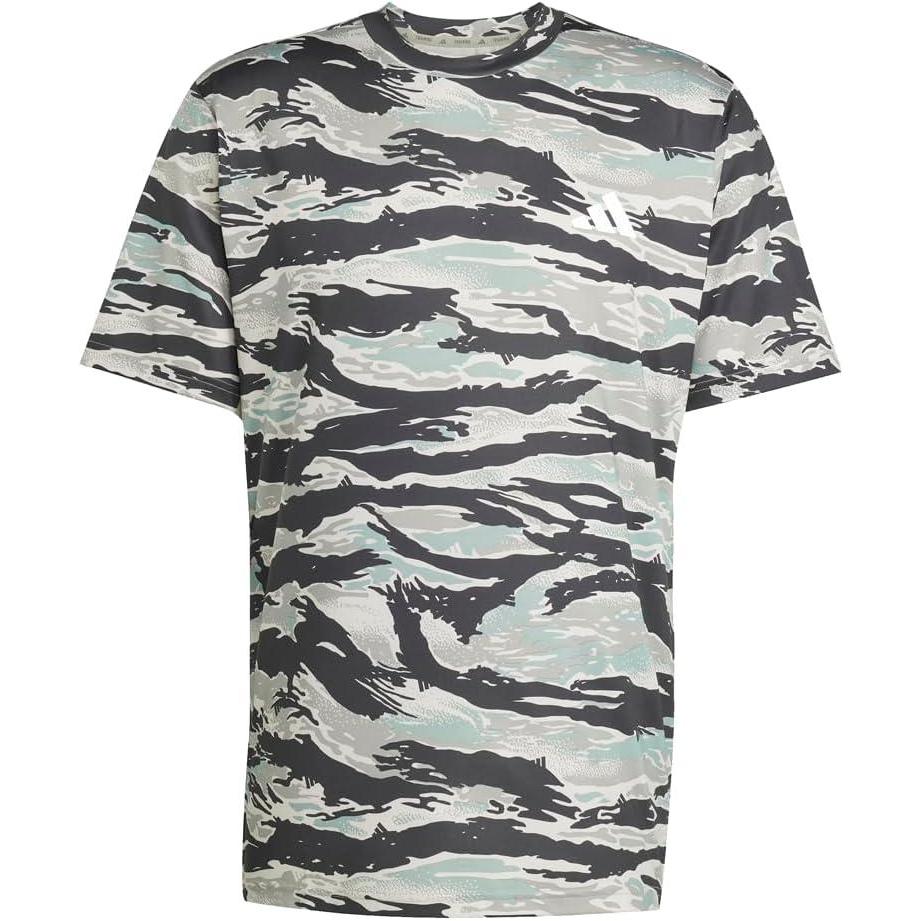 imageadidas Mens Train Essentials Camouflage All Over Printed TShirtSilver PebbleBlack