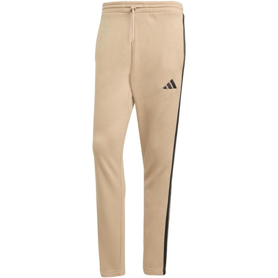 imageadidas Originals Mens Essentials 3Stripes Fleece Open Hem PantsWarm SandstoneBlack