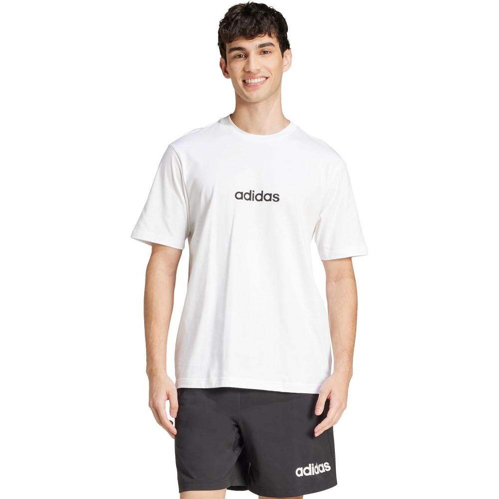 imageadidas Originals Mens Essentials Linear Single Jersey TShirtWhiteBlack