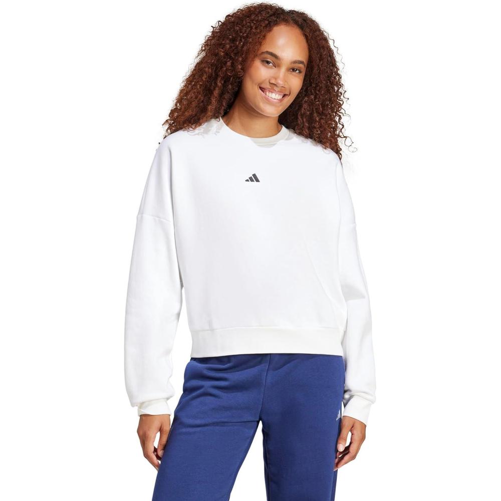 imageadidas Originals Womens Essentials Small Logo Feel Cozy SweatshirtWhiteBlack