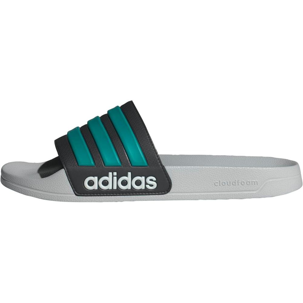 imageadidas Unisex Adult Adilette Shower Slip On SlidesBlackPure TealGrey