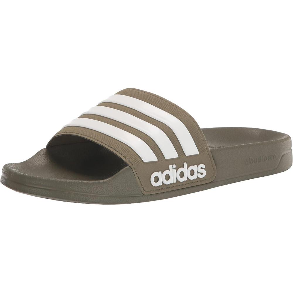 imageadidas Unisex Adult Adilette Shower Slip On SlidesOlive StrataWhiteOlive Strata