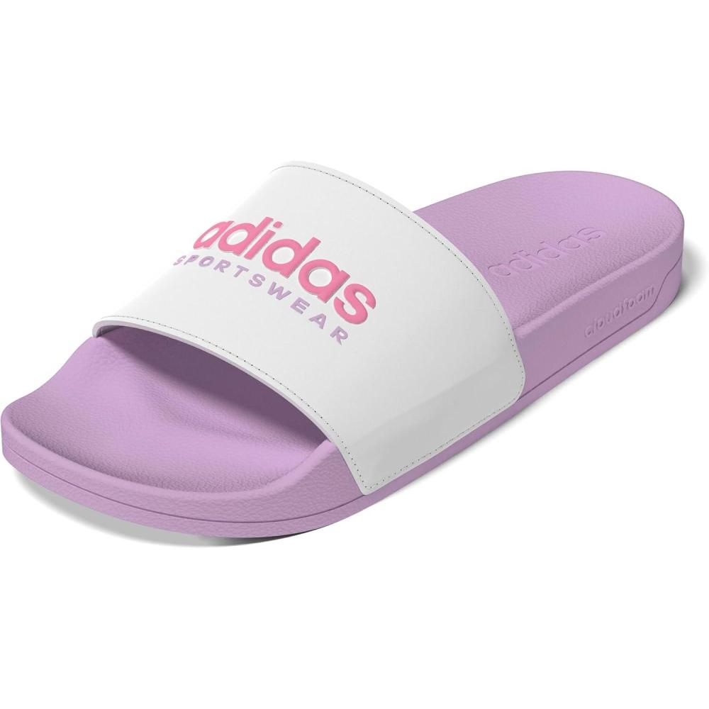 imageadidas Unisex Adult Adilette Shower Slip On SlidesWhiteBliss PinkBliss Lilac