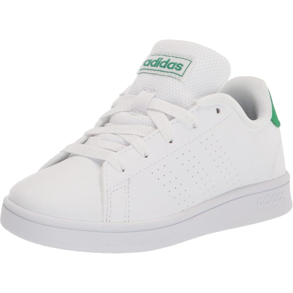 imageadidas UnisexChild Advantage Tennis ShoeFtwr WhiteGreenCore Black