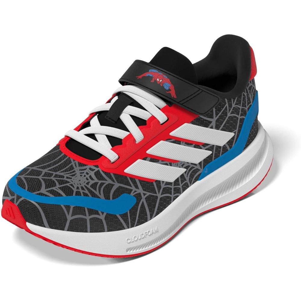 imageadidas UnisexChild Marvel Run Falcon Elastic Lace ampamp Strap SneakerSpidermanBlackWhitePure Ruby