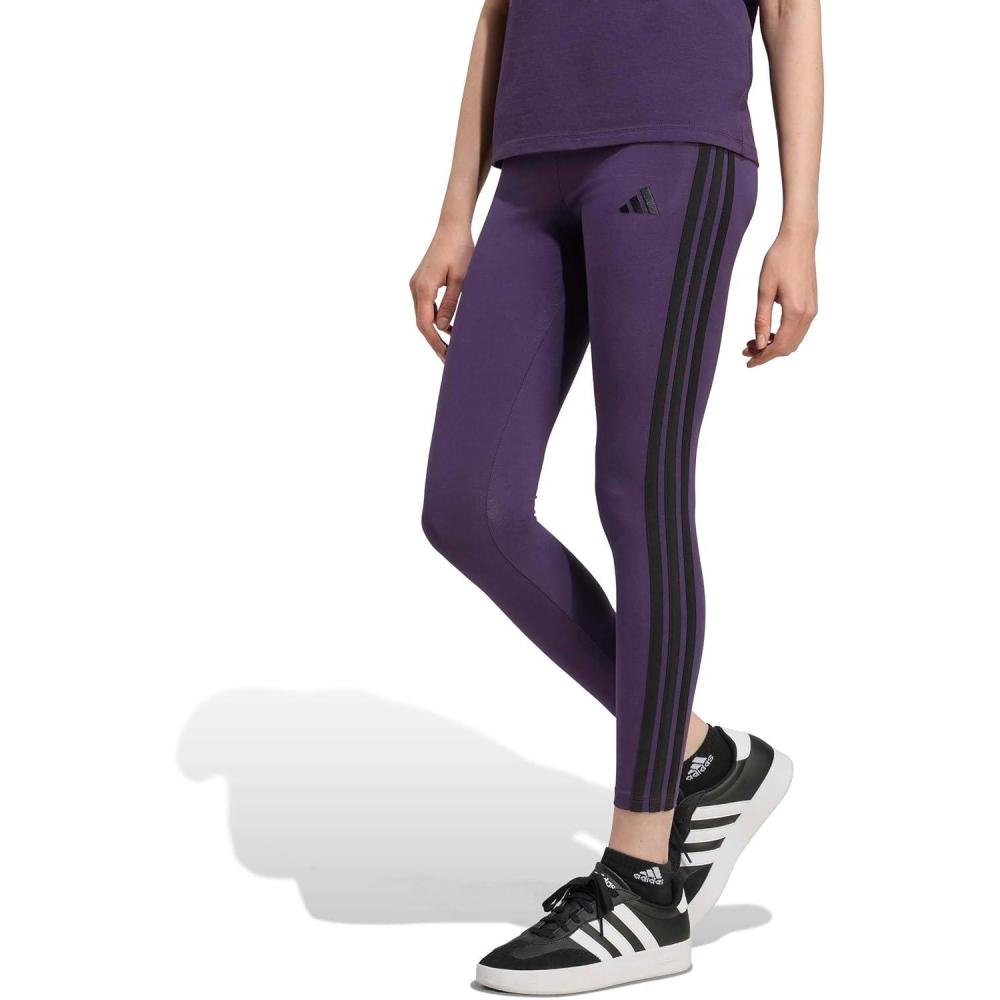 imageAdidas Womens Essentials 3Stripes Cotton LeggingsAurora PlumBlack