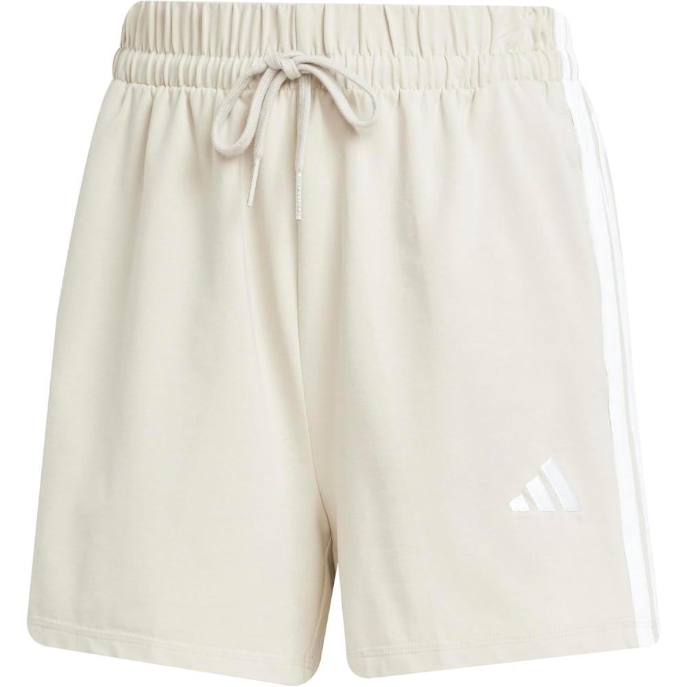 imageadidas Womens Essentials 3Stripes Cotton ShortsWonder AluminaWhite