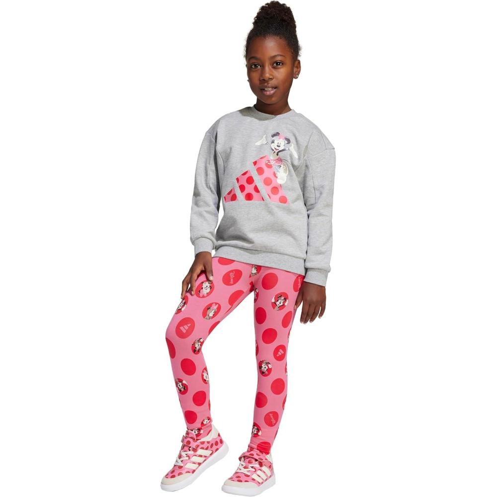 imageadidas girls Disney Minnie Mouse Jogger SetMedium Grey HeatherPink FusionPure Ruby