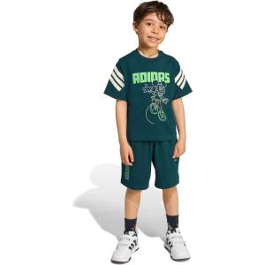 adidas Boy’s Disney Mickey Mouse T-shirt Set(Aurora Ivy/Off White/Lime Burst)