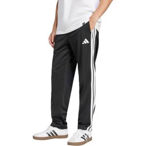 adidas Men’s 3-Stripes Tricot Open Hem Track Pants(Black/Black)