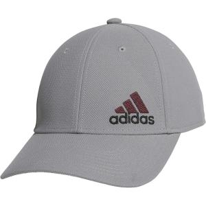 adidas Men’s Release 3 Structured Stretch Fit Cap(Grey Three/Aurora Ruby Red/Black)