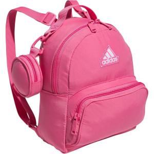 adidas Mini Backpack for Women – Small Bag for Travel, Gym, Festival & More, Black/White, One Size(Pink Fusion)