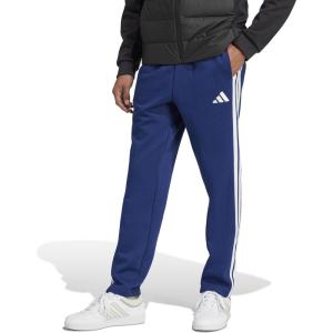 adidas Originals Men’s Essentials 3-Stripes Fleece Open Hem Pants(Dark Blue/White)
