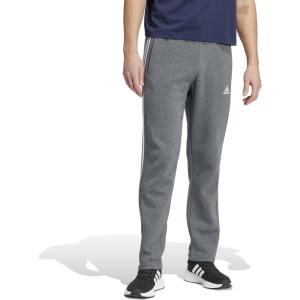 adidas Originals Men’s Essentials 3-Stripes Fleece Open Hem Pants(Dark Grey Heather)
