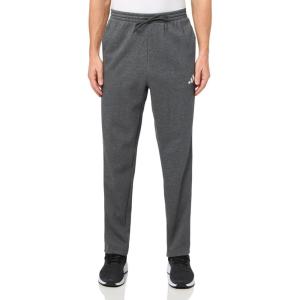 adidas Originals Men’s Essentials 3-Stripes Fleece Open Hem Pants(Dark Grey Heather/White)