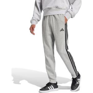 adidas Originals Men’s Essentials 3-Stripes Fleece Open Hem Pants(Medium Grey Heather/Black)