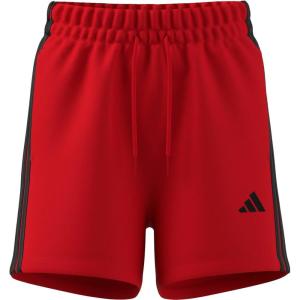 adidas Womens Essentials 3-Stripes Cotton Shorts(Pure Ruby/Black)