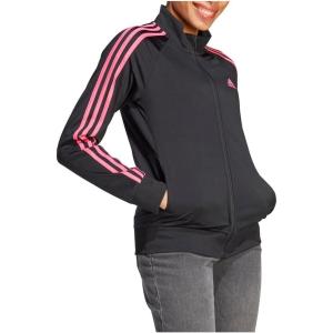 adidas Women’s Essentials Warm-Up Slim 3-Stripes Track Jacket(Black/Pulse Magenta)