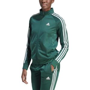 adidas Women’s Essentials Warm-Up Slim 3-Stripes Track Jacket(Collegiate Green/White)